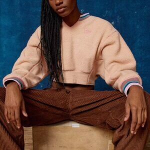 🪷 NWOT Urban Outfitters BDG Fleece Pullover- Cropped Sweatshirt, Size M (f…